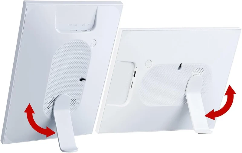 Somikon Digitaler Bilderrahmen: WLAN-Bilderrahmen mit 25,7 cm / 10,1" IPS-Touchdisplay, App, weiss (