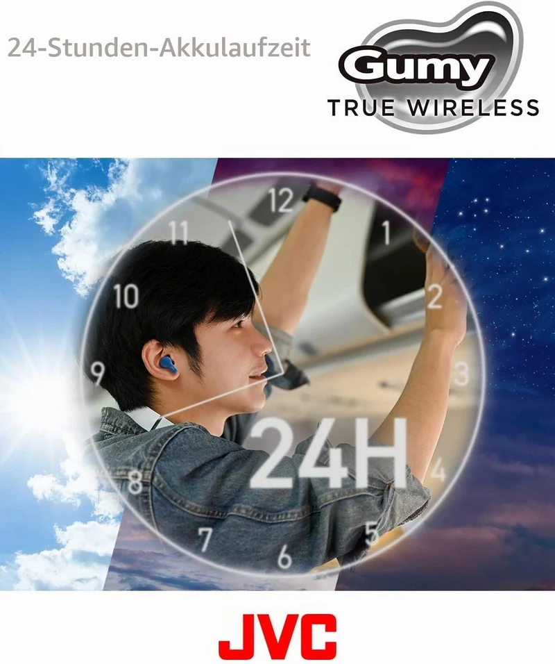 JVC HA-Z77T-B Gumy True Wireless Kopfhörer mit weichen Elastomer Ohrstöpseln, 3 Sound-Modi, Bluetoot