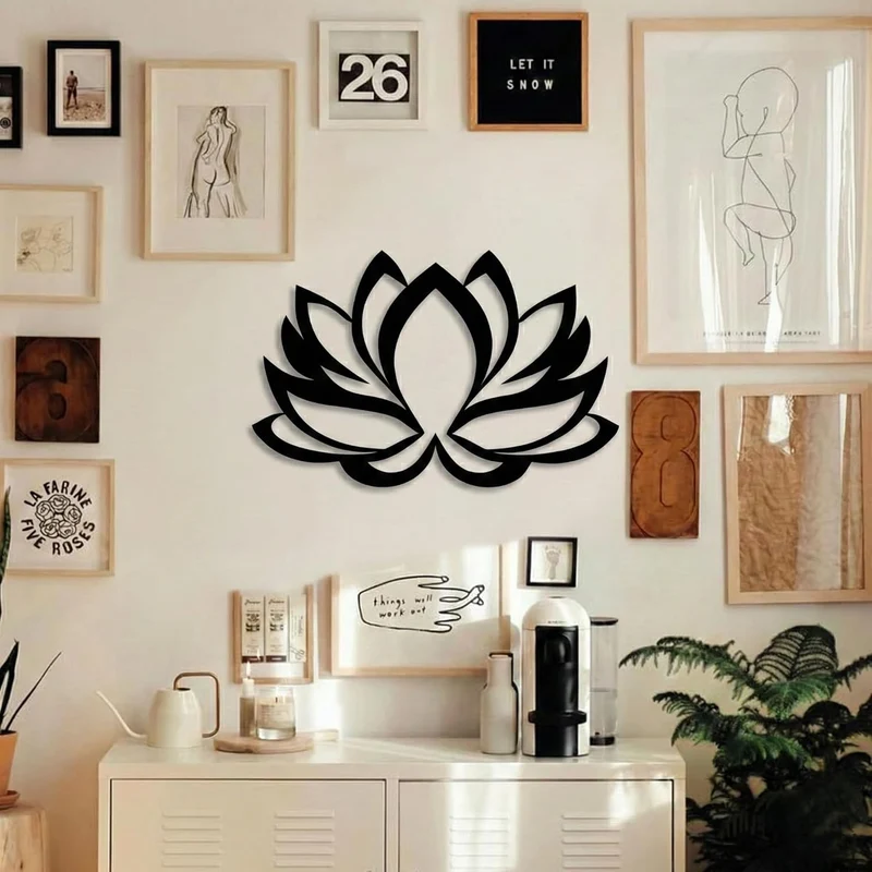 dekadron Metall Wall Art – Lotus Flower – 3D Silhouette Metall Wand Decor Home Office Dekoration Sch