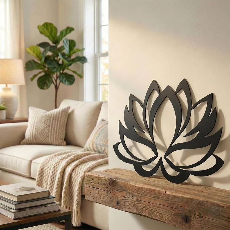 dekadron Metall Wall Art – Lotus Flower – 3D Silhouette Metall Wand Decor Home Office Dekoration Sch
