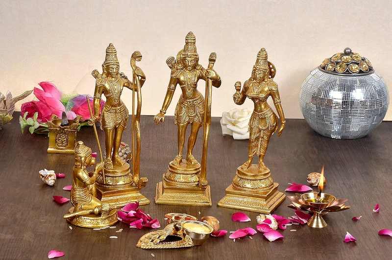 AONA Shri Ram Darbar Statue Idol Ram Darbar Rama aus Messing, Höhe 20,3 cm