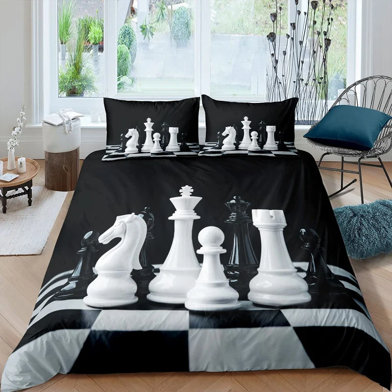 Homewish Jungen Spiel Bettwäsche Set Teenager Schach Bettdecke für Kinder Jungen Mädchen Teenager Br