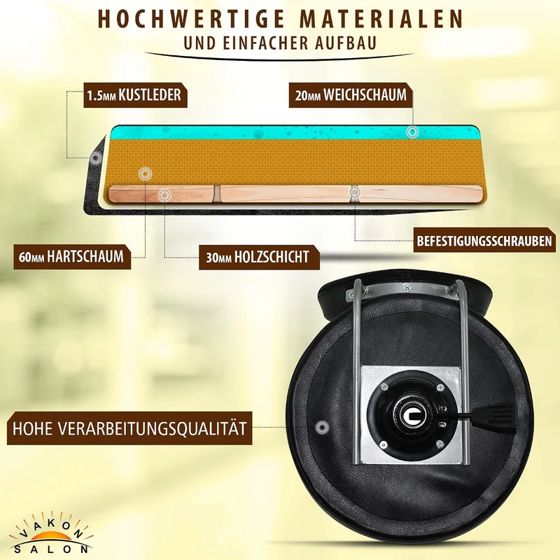 VAKON SALON - Rollhocker mit Lehne hochwertigen Rollen mit Bremse - Höhenverstellbarer erstellbar vo