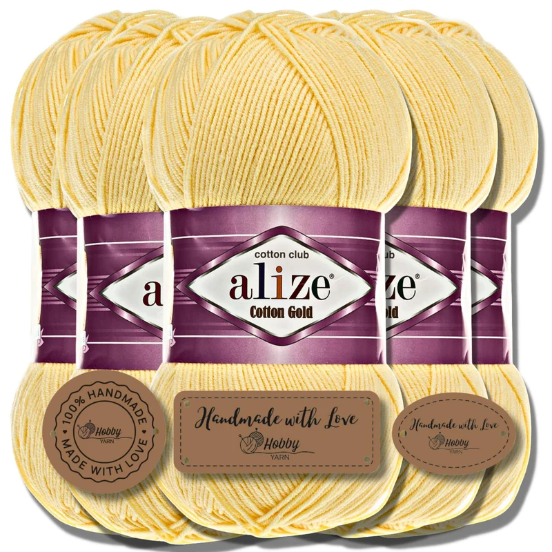 Alize 5x 100g Cotton Gold Türkische Premium Wolle Baumwolle und Acryl Handstrickgarne | Garn | Yarn