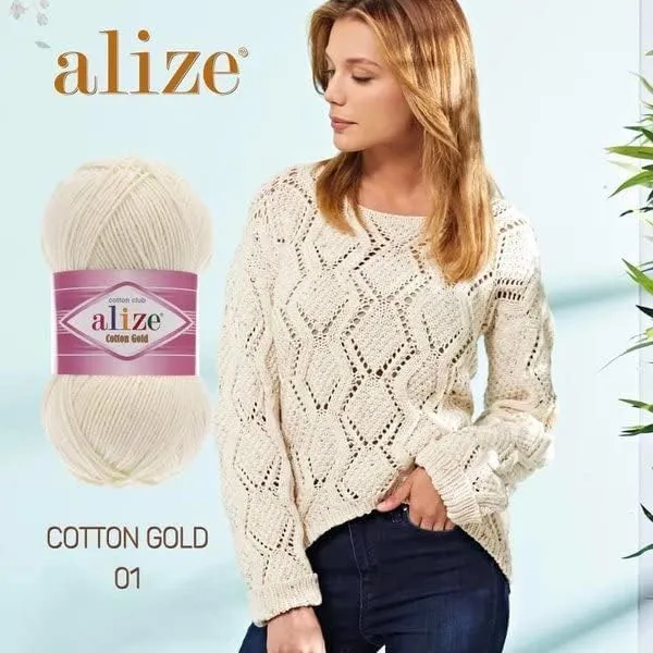 Alize 5x 100g Cotton Gold Türkische Premium Wolle Baumwolle und Acryl Handstrickgarne | Garn | Yarn