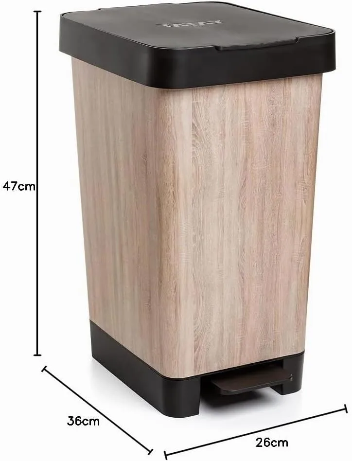 TATAY Mülleimer Küche Smart, 25L Fassungsvermögen, Einziehbares Pedal, Polypropylen, BPA-frei, 30L M