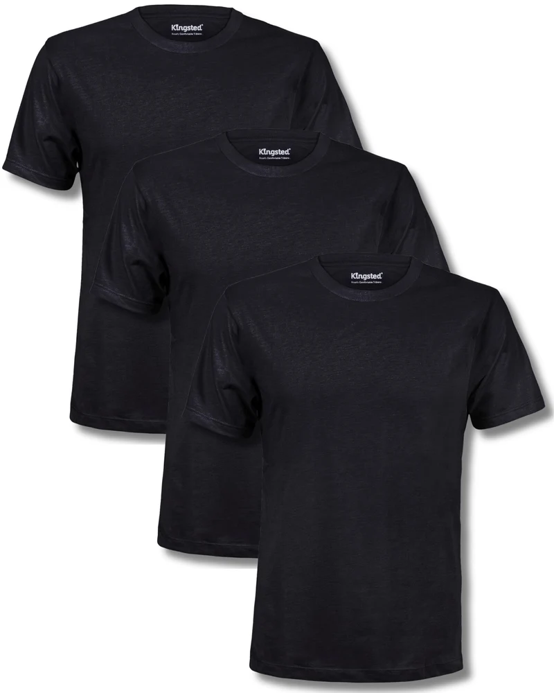 Kingsted Herren Klassische Einfarbige T-Shirt (4er Pack) L Black Pack, L Black Pack