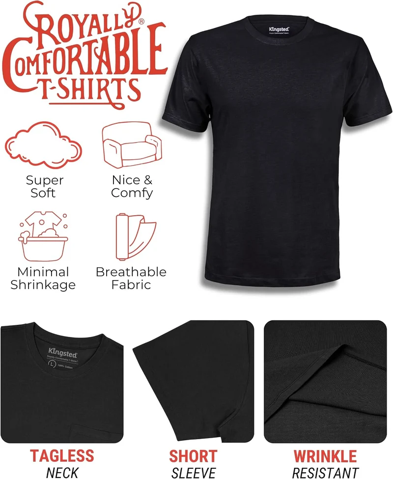 Kingsted Herren Klassische Einfarbige T-Shirt (4er Pack) L Black Pack, L Black Pack