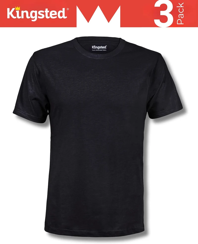 Kingsted Herren Klassische Einfarbige T-Shirt (4er Pack) L Black Pack, L Black Pack