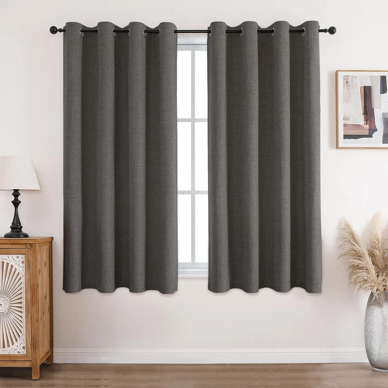 CUCRAF Leinenoptik 100% Blickdicht Vorhänge mit Ösen Wärmeisolierte Schlafzimmer Vorhänge mit Beschi