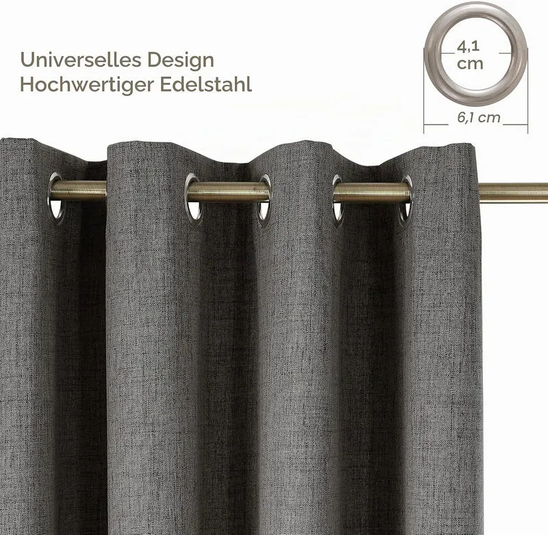 CUCRAF Leinenoptik 100% Blickdicht Vorhänge mit Ösen Wärmeisolierte Schlafzimmer Vorhänge mit Beschi