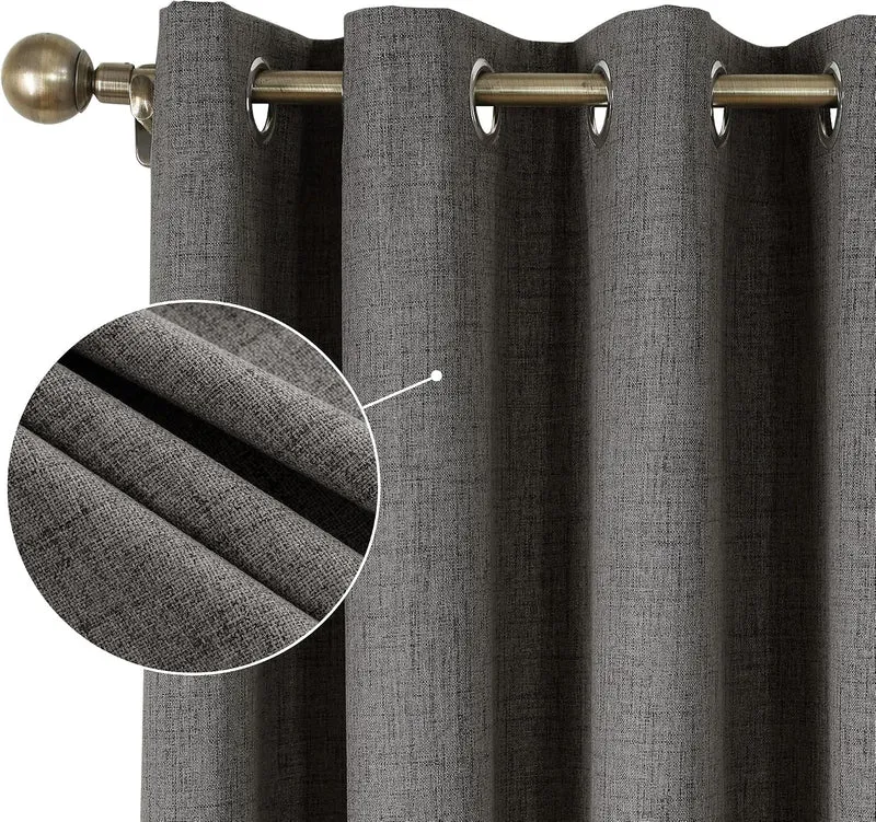 CUCRAF Leinenoptik 100% Blickdicht Vorhänge mit Ösen Wärmeisolierte Schlafzimmer Vorhänge mit Beschi