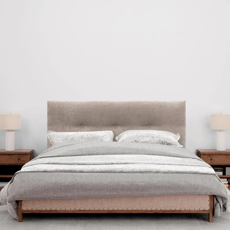 DHOME Kunstleder oder Acualine Stoff Kopfteil einfarbig mit Knöpfen gepolstert HIGH Range Luxus Bett
