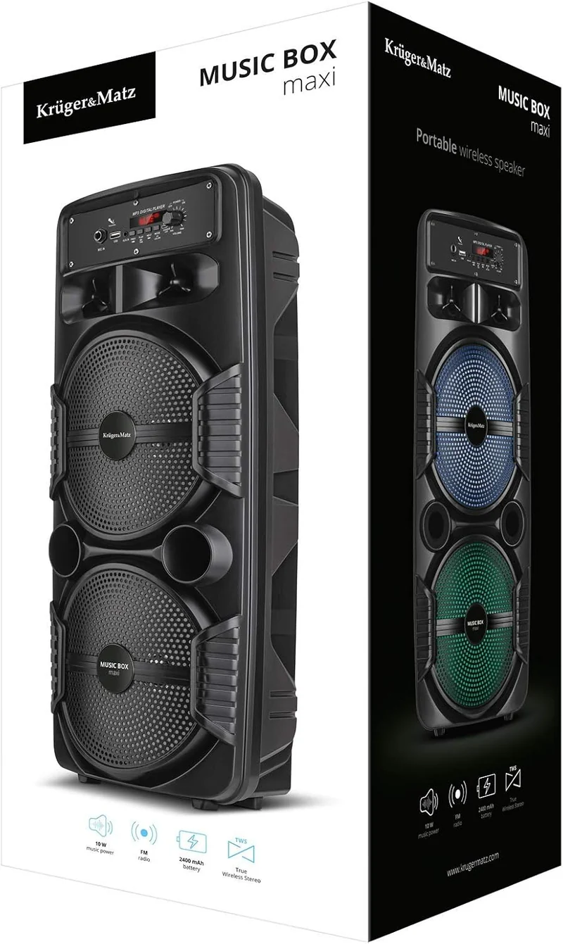 Krüger&Matz Music Box Maxi BT AUX USB Tragbarer Lautsprecher