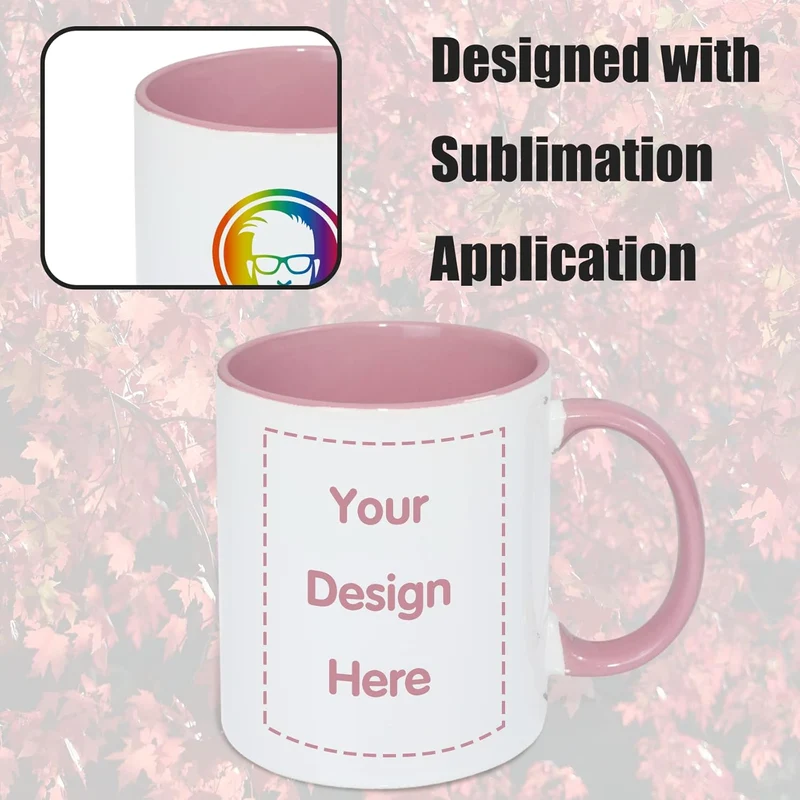MR.R 11 Unzen Sublimation blanko Kaffeetassen, Tasse blanko weisse Tasse Tasse mit rosa Farbe Becher