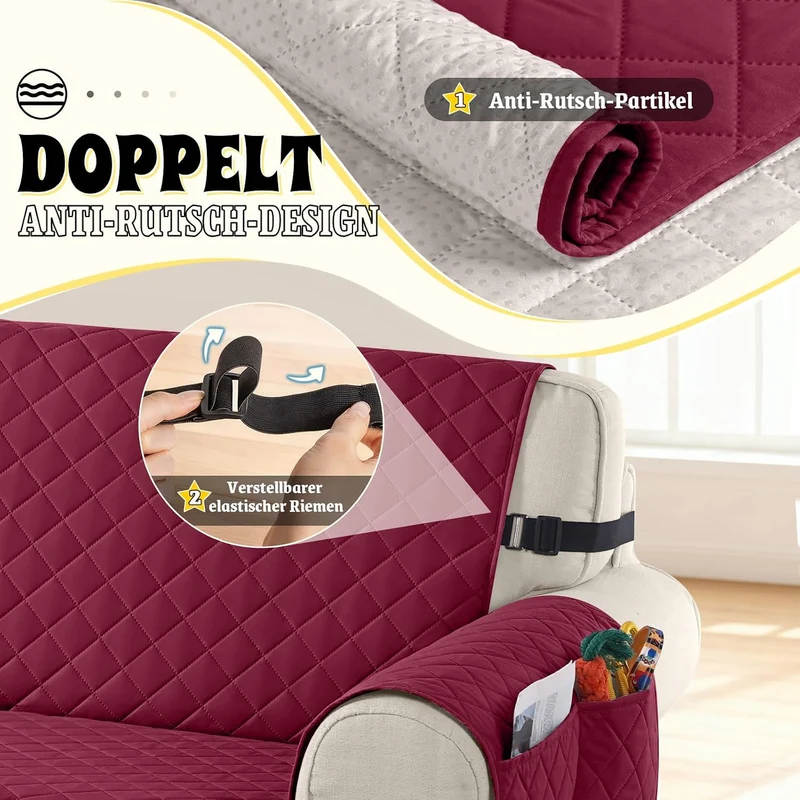 TAOCOCO Sofa Überzug, Sofabezug Wasserdicht Mit Gummiband，Wohnzimmer Anti-Rutsch Gepolsterter Sofasc