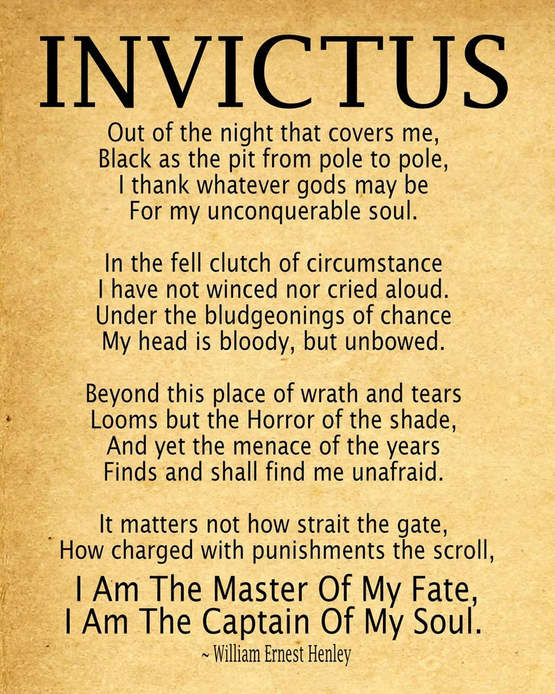 WallBUddy Invictus Poem Invictus Print Art Print by William Ernest Henley Captain of My Soul Master