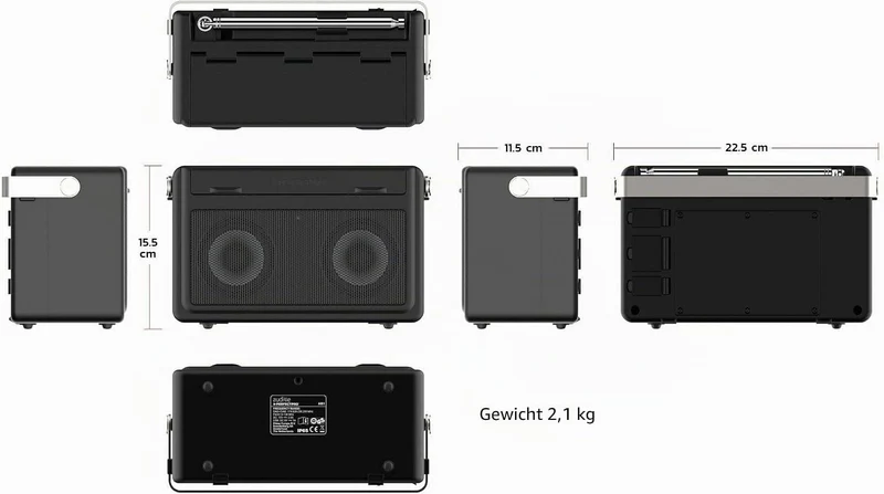 PerfectPro Baustellenradio AUDISSE, WiFi internetradio, DAB+ und UKW-Empfang, Bluetooth, Akku integr