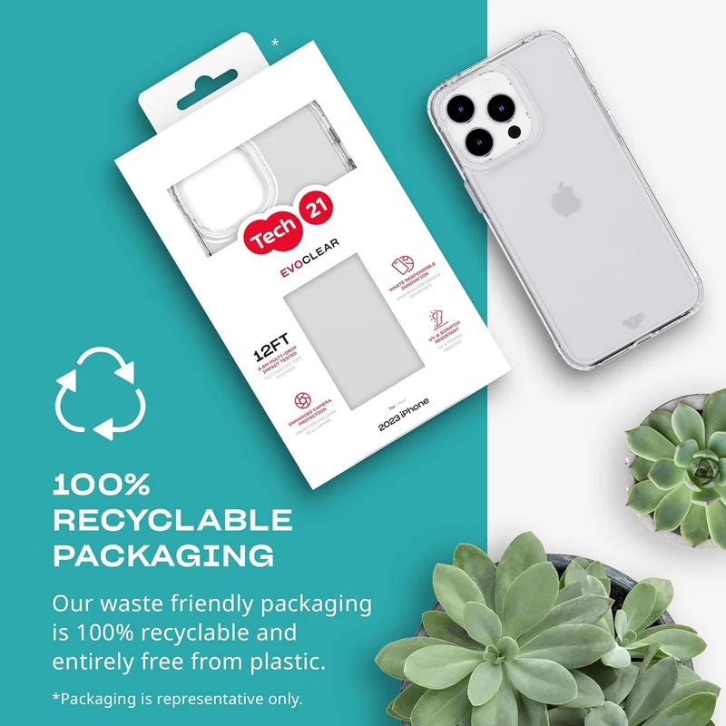 tech21 Evo Clear Hülle für iPhone 15 Pro Max – Aufprallschutz – transparent farblos, farblos