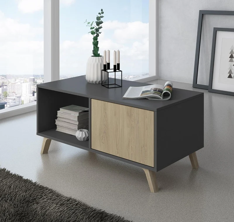 Skraut Home – Couchtisch – 45 x 92 x 50 cm – niedriger Tisch ideal für Wohn- oder Esszimmer – Windmo