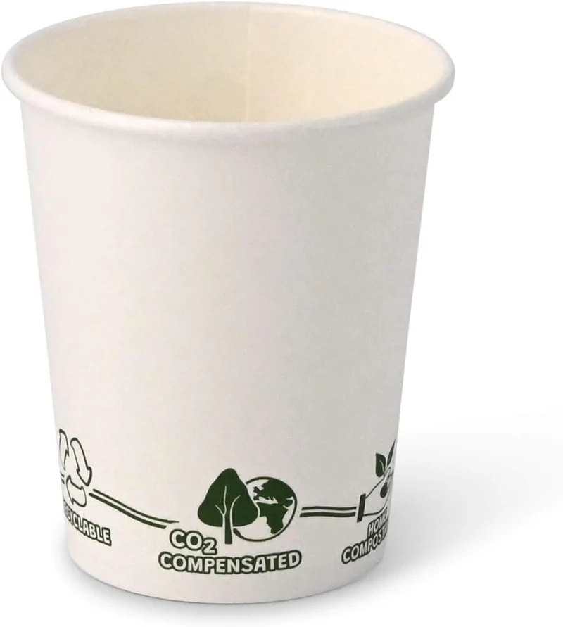 BIOZOYG Recycelbare Pappbecher Kaffee weiss mit EcoUp© Icon I 250 Coffee To go Einwegbecher biologis