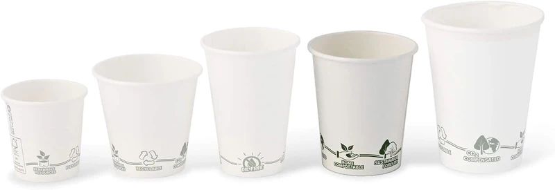 BIOZOYG Recycelbare Pappbecher Kaffee weiss mit EcoUp© Icon I 250 Coffee To go Einwegbecher biologis