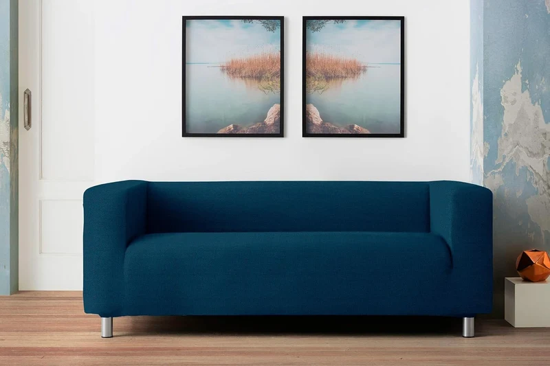 Sofabezug Modell Klippan Hohe Armlehnen Sofa Stretch Soft New York - Farbe 04 Blau, Farbe 04 Blau