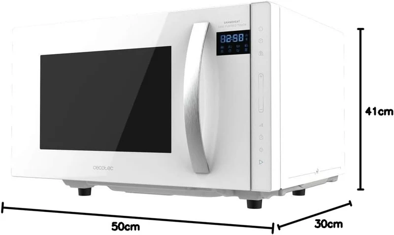 Cecotec Mikrowelle ohne Platte GrandHeat 2300 Flatbed Touch White. Fassungsvermögen 23 Liter, Leistu