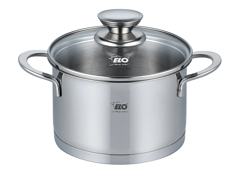 ELO 72547 Fleischtopf 16 cm mit Glasdeckel Serie Galant, Induktion, Edelstahl hochglänzend, mit Lite