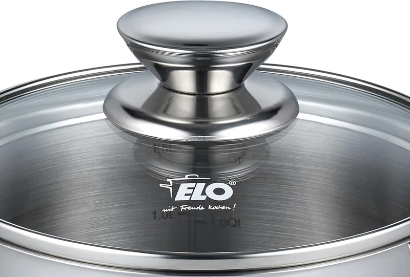 ELO 72547 Fleischtopf 16 cm mit Glasdeckel Serie Galant, Induktion, Edelstahl hochglänzend, mit Lite
