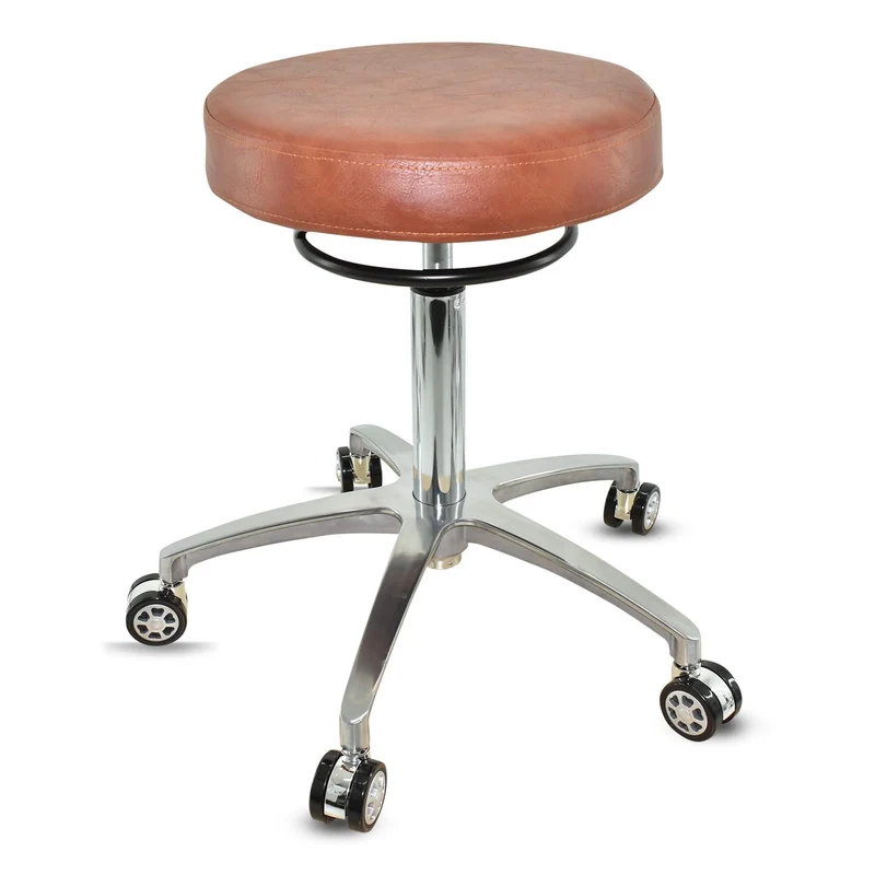 VAKON SALON - Design Rollhocker auf hochwertigen Rollen Hellbraun - Höhenverstellbarer von 55 bis 75