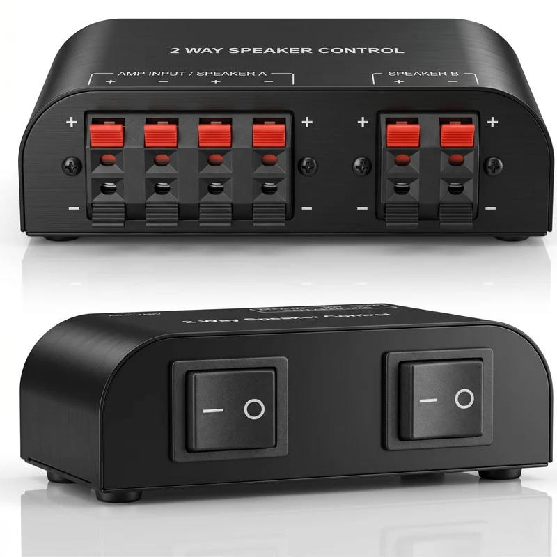 TronicXL Lautsprecher Umschaltbox Umschalter für 2 Lautsprecherpaare Stereo 2fach Analog Audio Schal