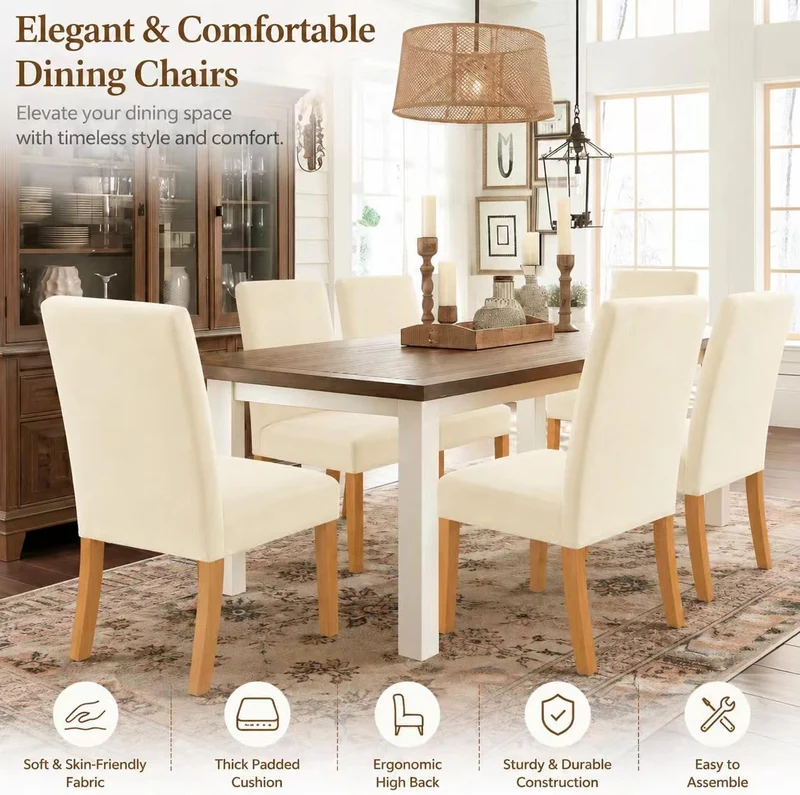 Morwealth 2er 4er 6er Set Stuhlhussen, Stuhlbezug für Esszimmer Waschbar Samt Stretch Stuhl hussen U