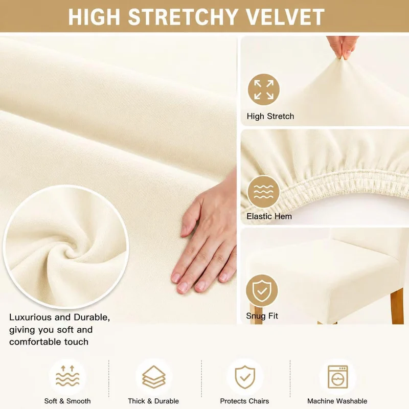 Morwealth 2er 4er 6er Set Stuhlhussen, Stuhlbezug für Esszimmer Waschbar Samt Stretch Stuhl hussen U