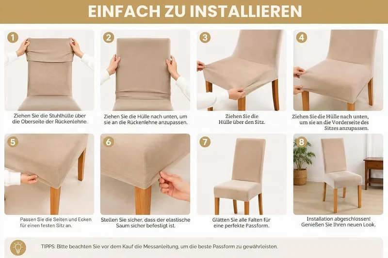 Morwealth 2er 4er 6er Set Stuhlhussen, Stuhlbezug für Esszimmer Waschbar Samt Stretch Stuhl hussen U