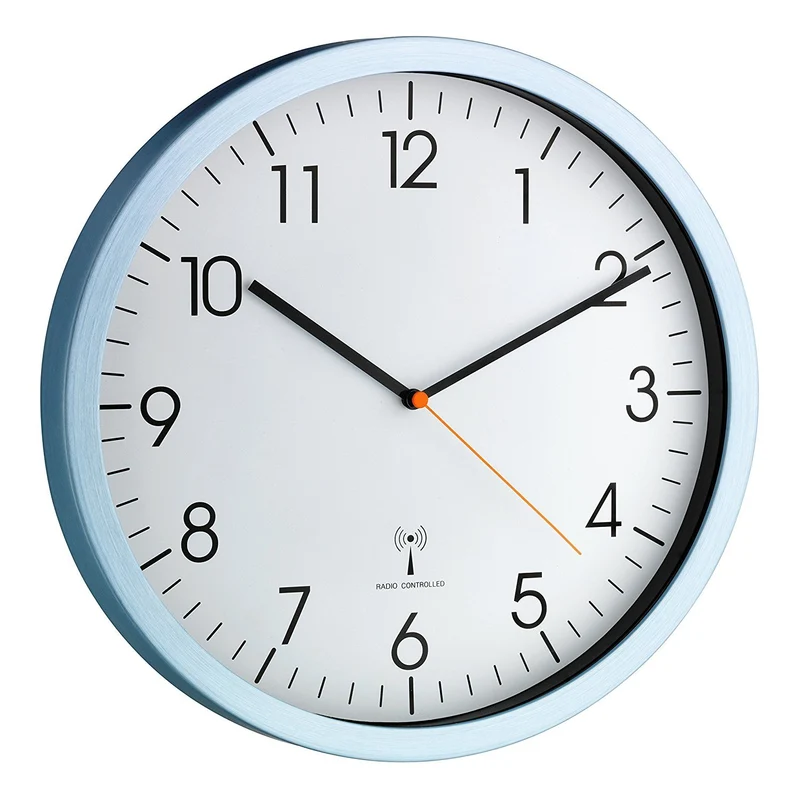 TFA Dostmann 60.3517.55 Funk-Wanduhr mit Alurahmen (Aluminium mit Batterie)