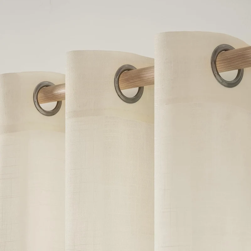 MIULEE 2er Set Voile Vorhang Sheer Leinenvorhang mit Ösen Transparente Leinen Optik Gardine Ösenscha