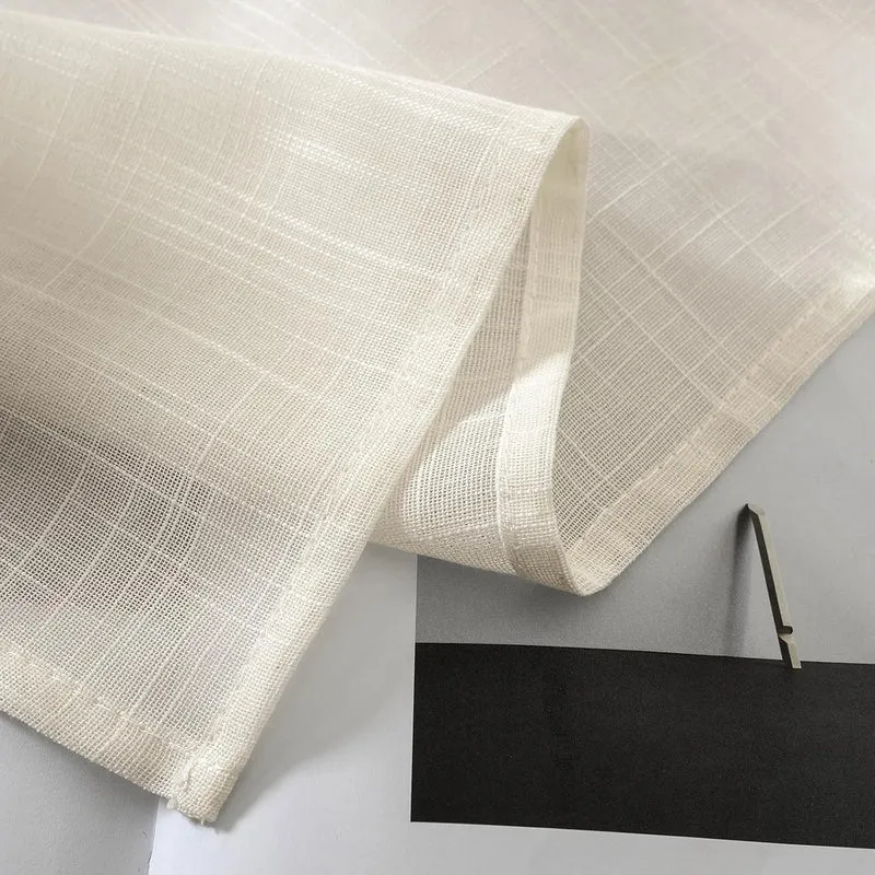 MIULEE 2er Set Voile Vorhang Sheer Leinenvorhang mit Ösen Transparente Leinen Optik Gardine Ösenscha