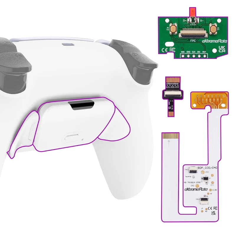 eXtremeRate Programmierbares Rise Remap Kit für ps5 Controller BDM-030/040, Remap Platine & Rückseit