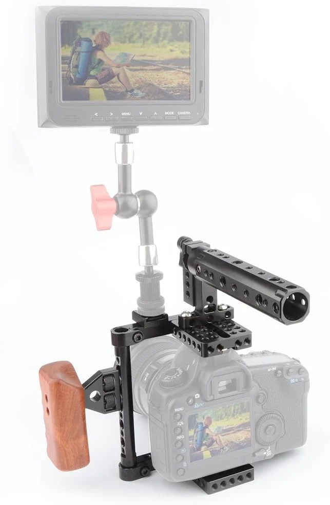 CAMVATE DSLR Kamera Käfig EIN Top Griff Holz Grip für 60D A99 D7000 G7