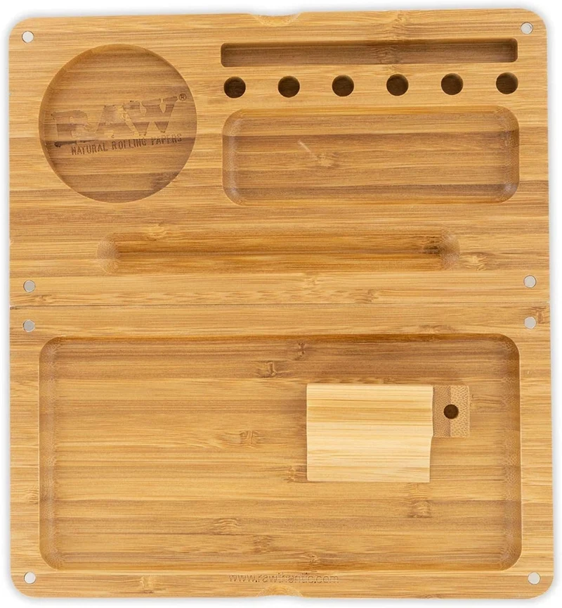 RAW Rolling Tray Bamboo Flip-22x 23,4 x 2 cm, Bambus 1 22cm x 12cm x 4cm, 1 22cm x 12cm x 4cm