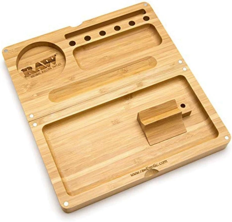 RAW Rolling Tray Bamboo Flip-22x 23,4 x 2 cm, Bambus 1 22cm x 12cm x 4cm, 1 22cm x 12cm x 4cm