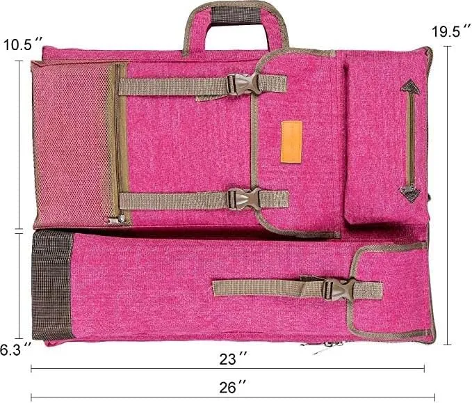Transon Art Portfolio Case Artist Rucksack Canvas Bag Magenta, Magenta