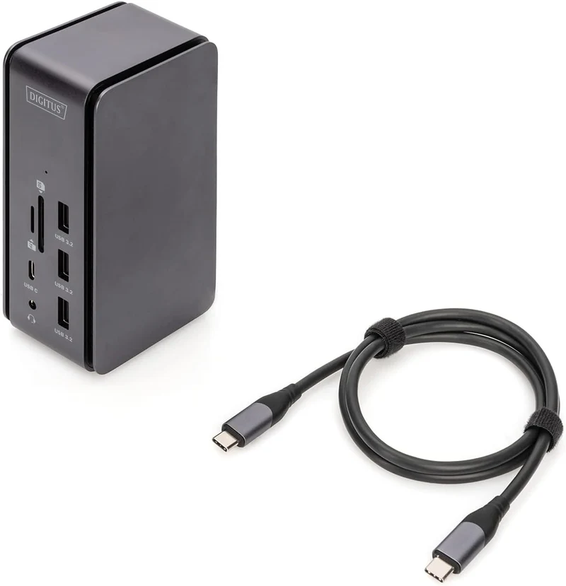 DIGITUS USB4 Thunderbolt Docking Station – 14 Ports – 1x HDMI, 1x DP (8K@30Hz) – 6x USB 3.0 / USB 2.
