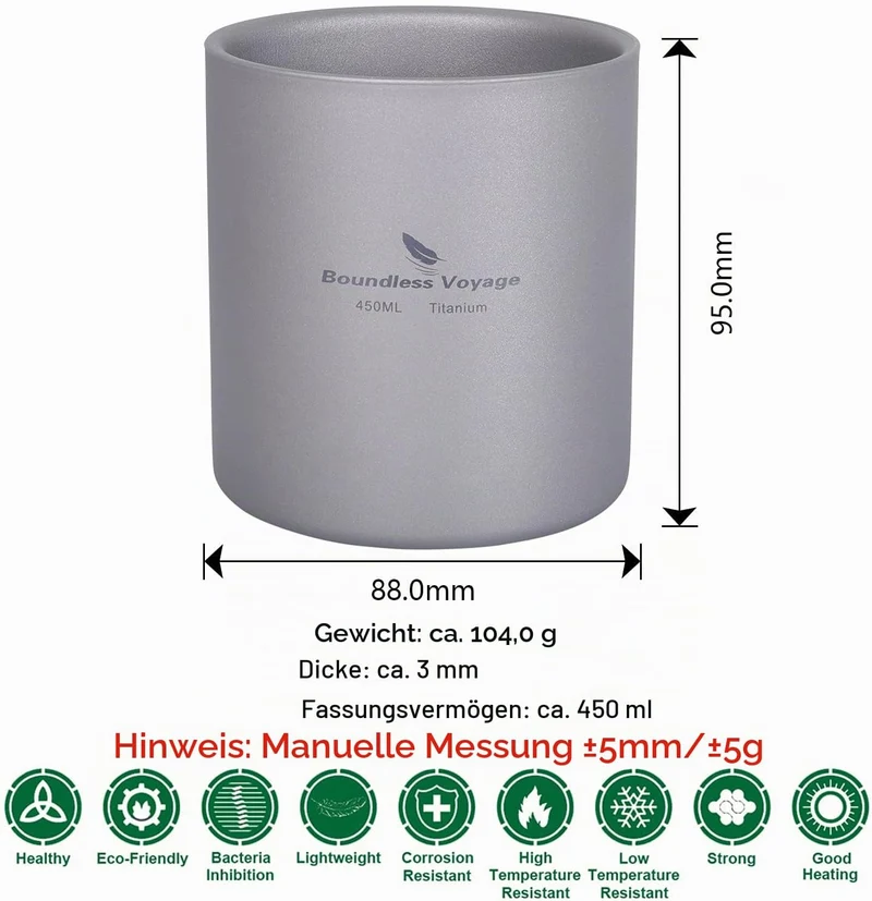 Boundless Voyage Titan Becher Mini Isolierte Doppelwandige Tasse Outdoor Camping Faltbare Kaffee Tee