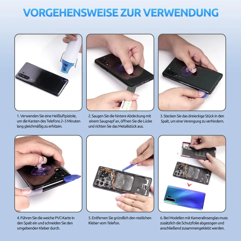 Eonpam Akkudeckel für Huawei Mate 20 Pro Rückseite Glas Original Backcover Back Glas Ersatz Reparatu
