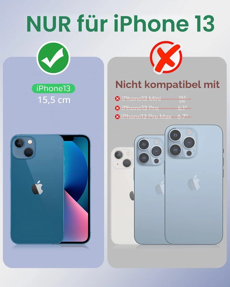 OCASE iPhone 13 Hülle(2in1) Leder Stossfestes Case [Abnehmbare magnetische Hülle] [Kabelloses Laden]
