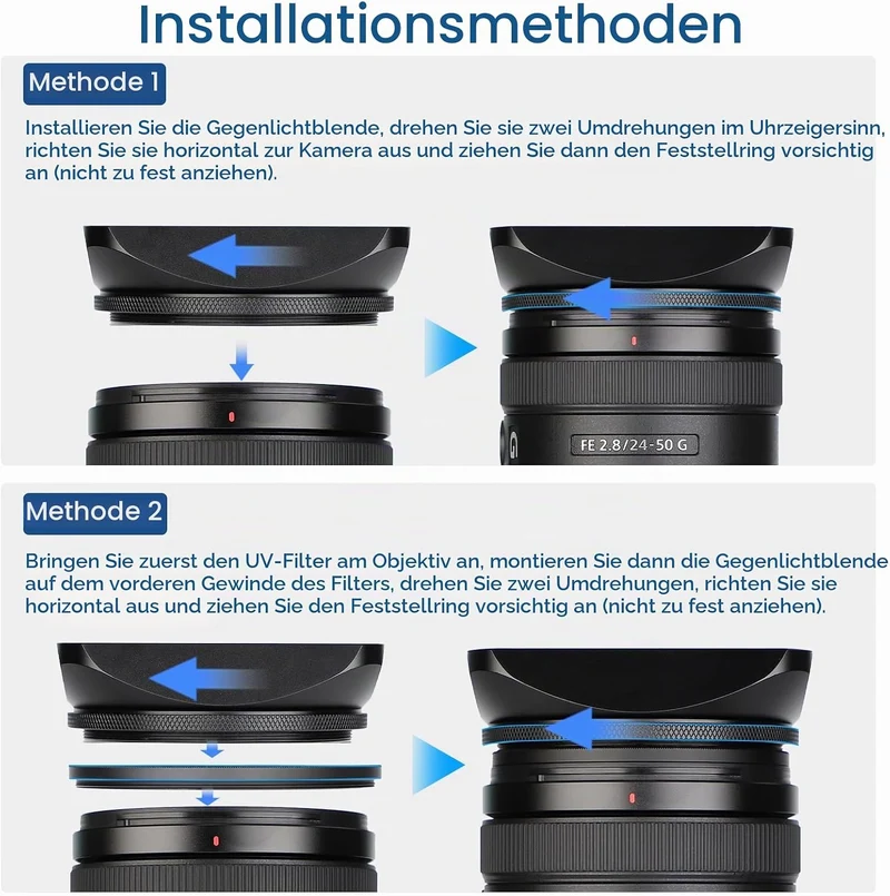 Haoge LH-B72T 72mm Quadratisch Rechteckig Gegenlichtblende mit Schraubdeckel für 72mm Canon Nikon So