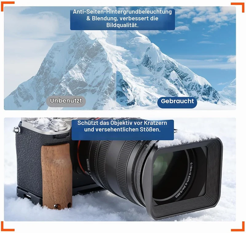 Haoge LH-B72T 72mm Quadratisch Rechteckig Gegenlichtblende mit Schraubdeckel für 72mm Canon Nikon So