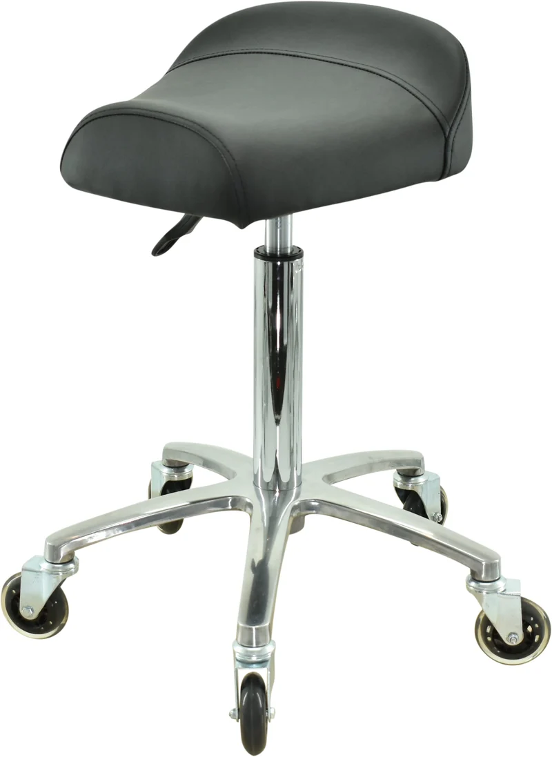 VAKON SALON - Breitsitz auf hochwertigen Rollen - höhenverstellbarer Drehhocker 55-75 cm, Rollhocker